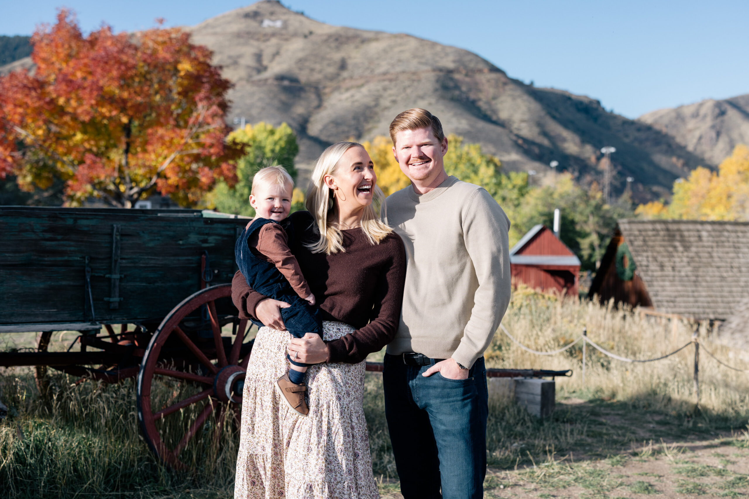 Family fall portraits at Clear Creek History Park in Golden Colorado